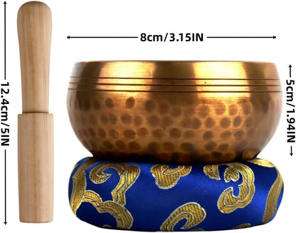 Tibetan Singing Bowl Set ，Sound Bowl Meditation Bowl，hand Hammered in Nepal For Yoga, Mindfulness, Healing & Chakra balancing,Meditation- 3.15 inch