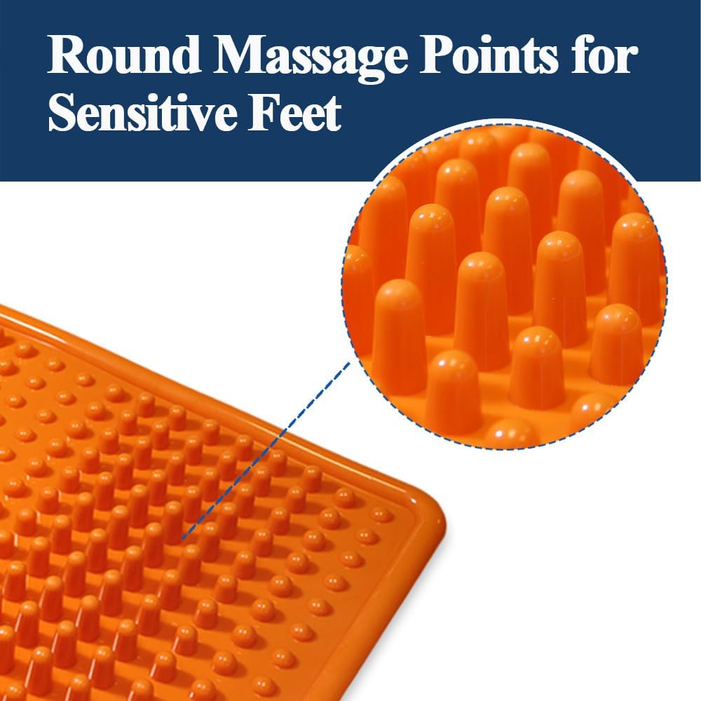 Foot Massager Mat, Acupressure Relaxation Reflexology Mat for Plantar Fasciitis, Heel, Arch Pain & Stress (Orange)
