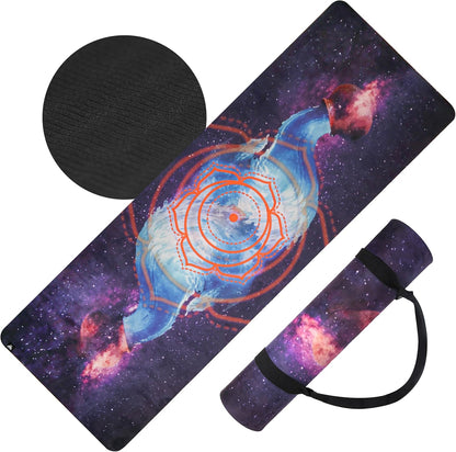 Yoga Mat with Strap Non-Slip 6mm Thick, Premium Suede & TPE Water Flow Design (72”x24”) Yoga, Hot Yoga, Pilates and Sweaty Workout