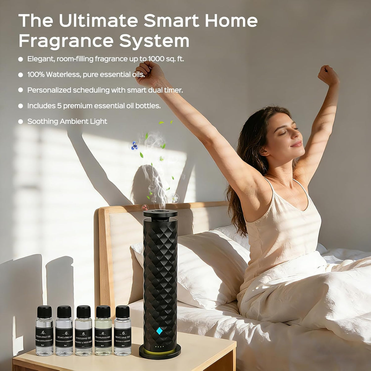 Waterless Cold Air Scent Diffuser Starter Kit with 5 Oils