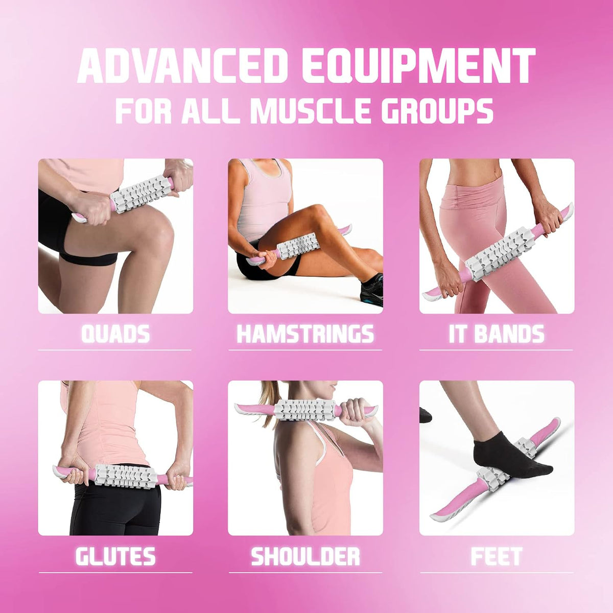 Premium Muscle Roller Stick/Combo With Foam Roller 24" For Everyone - Advanced Massage Roller For Relief Muscle Soreness With Trigger Points, Travel Size, 4 Wheels