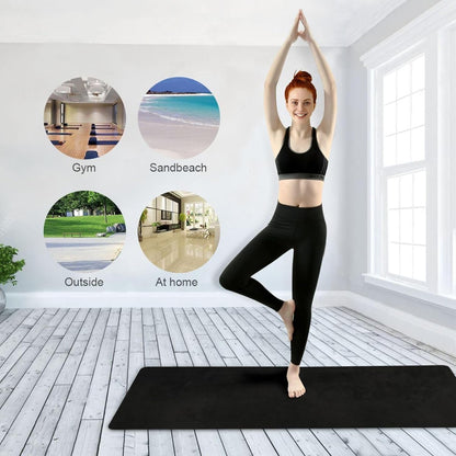 Black foldable yoga mat for home gym printed, natural rubber non slip, yoga mat bag carrier tapete para ejercicio 71x26 inches