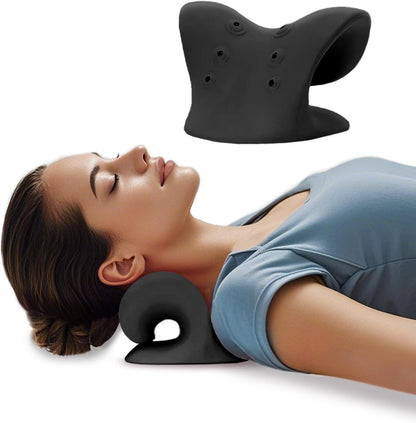Neck Stretcher with Magnetic Therapy Acupressure for Pain Relief, Neck and Shoulder Relaxer, Chiropractic Pillow, Restore Neck Curve, Black