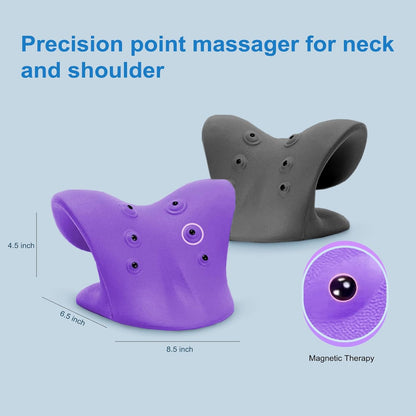 Neck Stretcher with Magnetic Therapy Acupressure for Pain Relief, Neck and Shoulder Relaxer, Chiropractic Pillow, Restore Neck Curve, Black