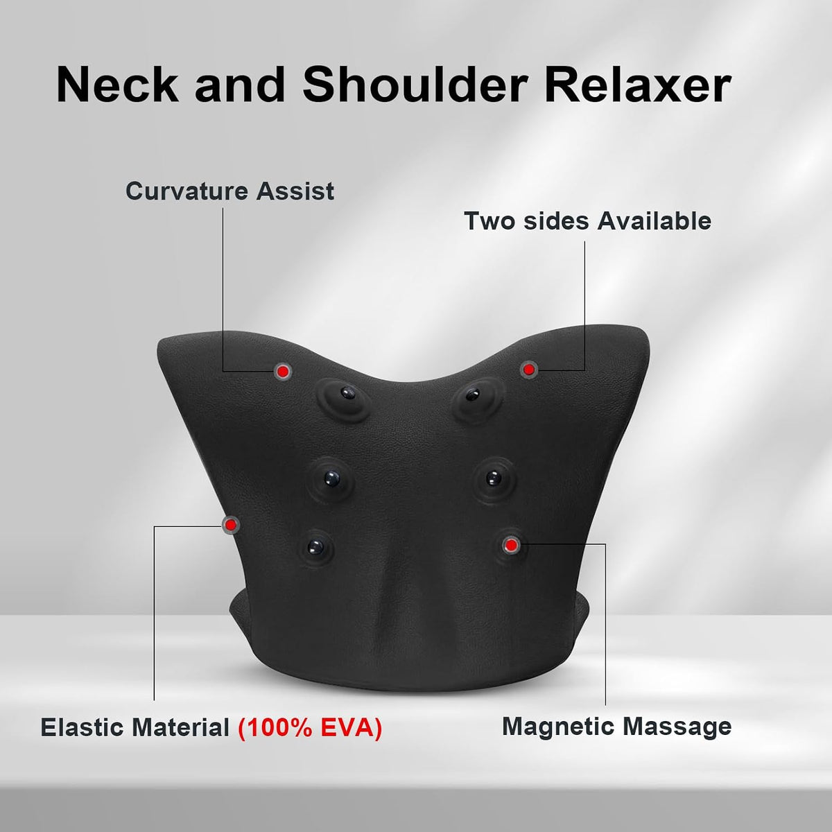 Neck Stretcher with Magnetic Therapy Acupressure for Pain Relief, Neck and Shoulder Relaxer, Chiropractic Pillow, Restore Neck Curve, Black