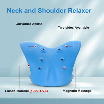 Neck Stretcher with Magnetic Therapy Acupressure for Pain Relief, Neck and Shoulder Relaxer, Chiropractic Pillow, Restore Neck Curve, Black