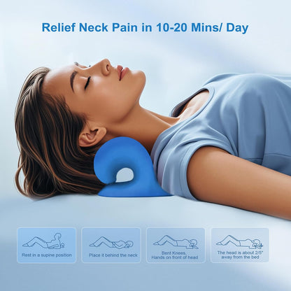 Neck Stretcher with Magnetic Therapy Acupressure for Pain Relief, Neck and Shoulder Relaxer, Chiropractic Pillow, Restore Neck Curve, Black