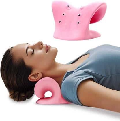 Neck Stretcher with Magnetic Therapy Acupressure for Pain Relief, Neck and Shoulder Relaxer, Chiropractic Pillow, Restore Neck Curve, Black
