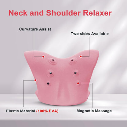 Neck Stretcher with Magnetic Therapy Acupressure for Pain Relief, Neck and Shoulder Relaxer, Chiropractic Pillow, Restore Neck Curve, Black