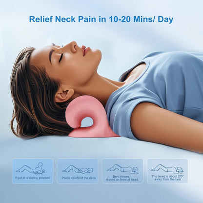 Neck Stretcher with Magnetic Therapy Acupressure for Pain Relief, Neck and Shoulder Relaxer, Chiropractic Pillow, Restore Neck Curve, Black