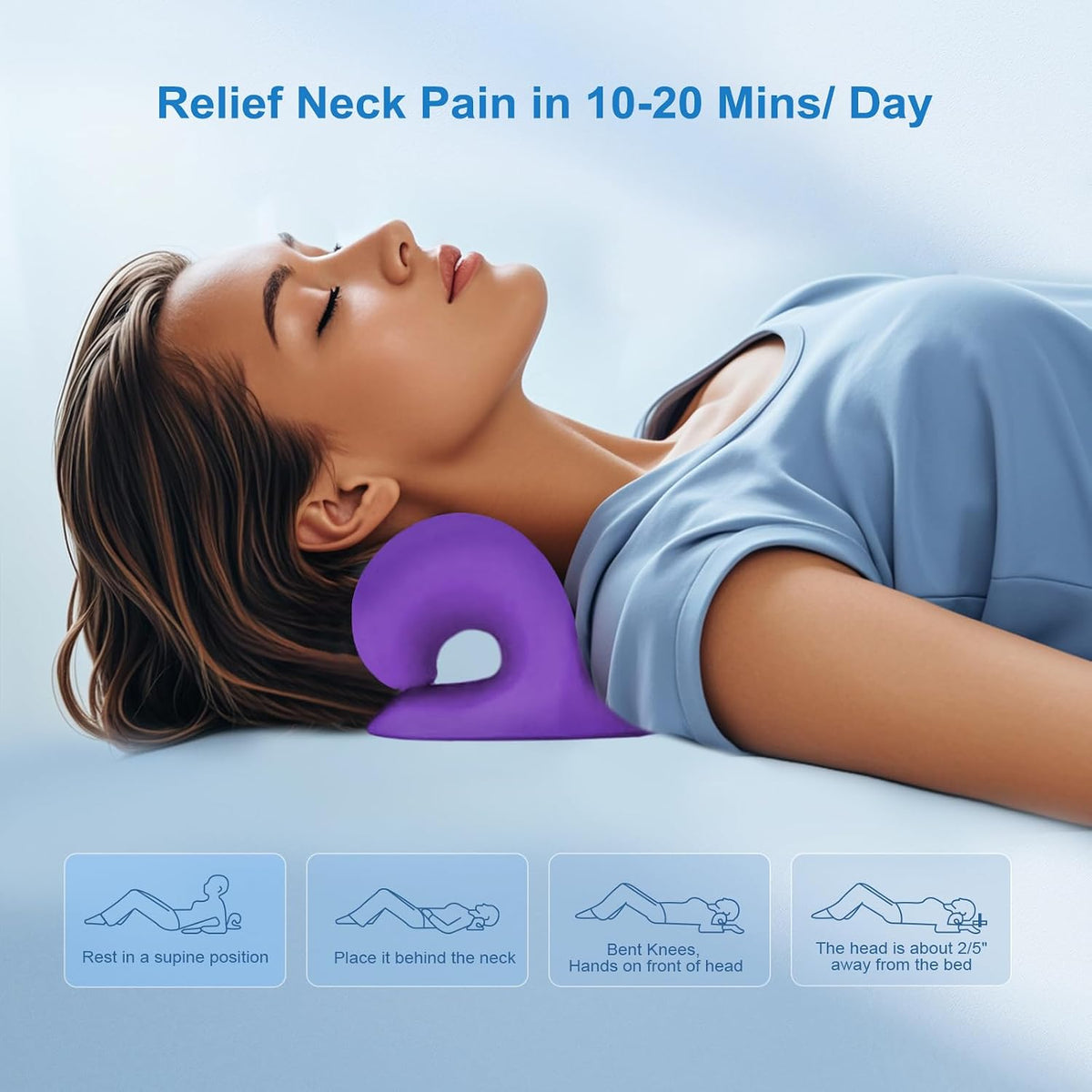 Neck Stretcher with Magnetic Therapy Acupressure for Pain Relief, Neck and Shoulder Relaxer, Chiropractic Pillow, Restore Neck Curve, Black