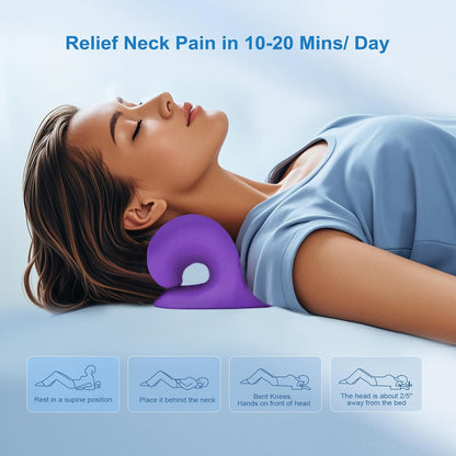 Neck Stretcher with Magnetic Therapy Acupressure for Pain Relief, Neck and Shoulder Relaxer, Chiropractic Pillow, Restore Neck Curve, Black