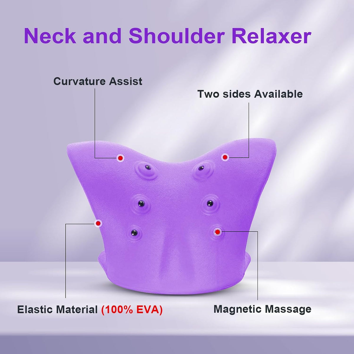 Neck Stretcher with Magnetic Therapy Acupressure for Pain Relief, Neck and Shoulder Relaxer, Chiropractic Pillow, Restore Neck Curve, Black