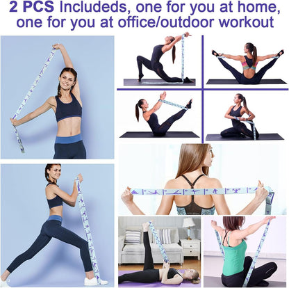 Elastic Yoga Stretching Strap with Loops, Stretch Straps for Physical Therapy, Pilates Stretch Band, Elastic Exercise Bands, Leg Stretching Strap, Stretch Resistance Bands for Exercise