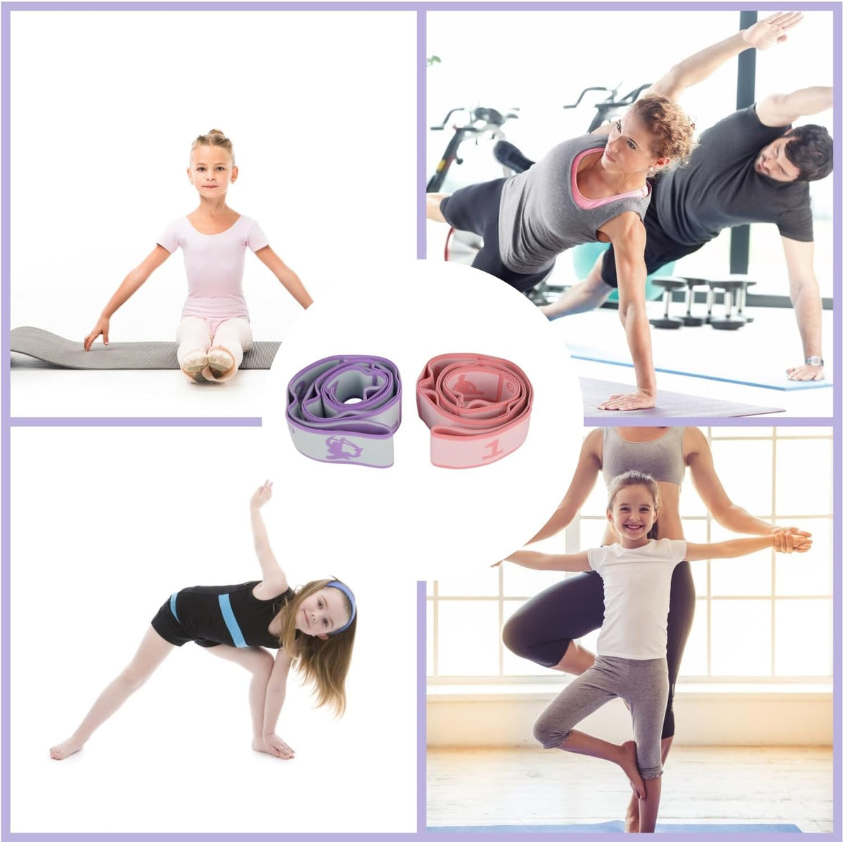 Elastic Yoga Stretching Strap with Loops, Stretch Straps for Physical Therapy, Pilates Stretch Band, Elastic Exercise Bands, Leg Stretching Strap, Stretch Resistance Bands for Exercise