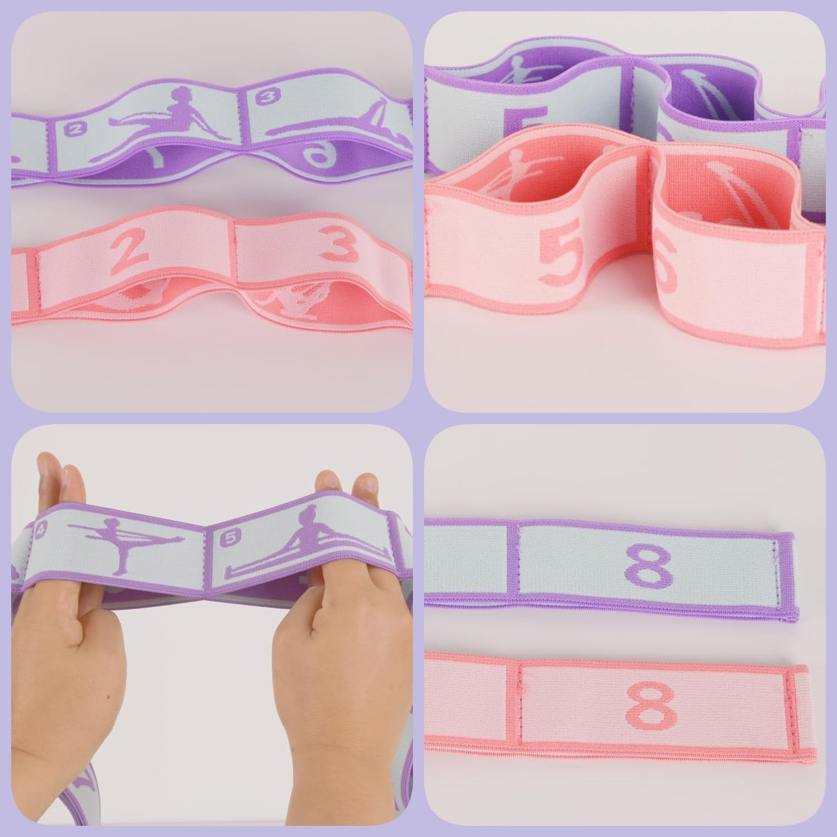Elastic Yoga Stretching Strap with Loops, Stretch Straps for Physical Therapy, Pilates Stretch Band, Elastic Exercise Bands, Leg Stretching Strap, Stretch Resistance Bands for Exercise