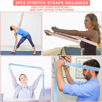 Elastic Yoga Stretching Strap with Loops, Stretch Straps for Physical Therapy, Pilates Stretch Band, Elastic Exercise Bands, Leg Stretching Strap, Stretch Resistance Bands for Exercise