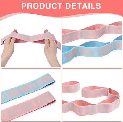 Elastic Yoga Stretching Strap with Loops, Stretch Straps for Physical Therapy, Pilates Stretch Band, Elastic Exercise Bands, Leg Stretching Strap, Stretch Resistance Bands for Exercise