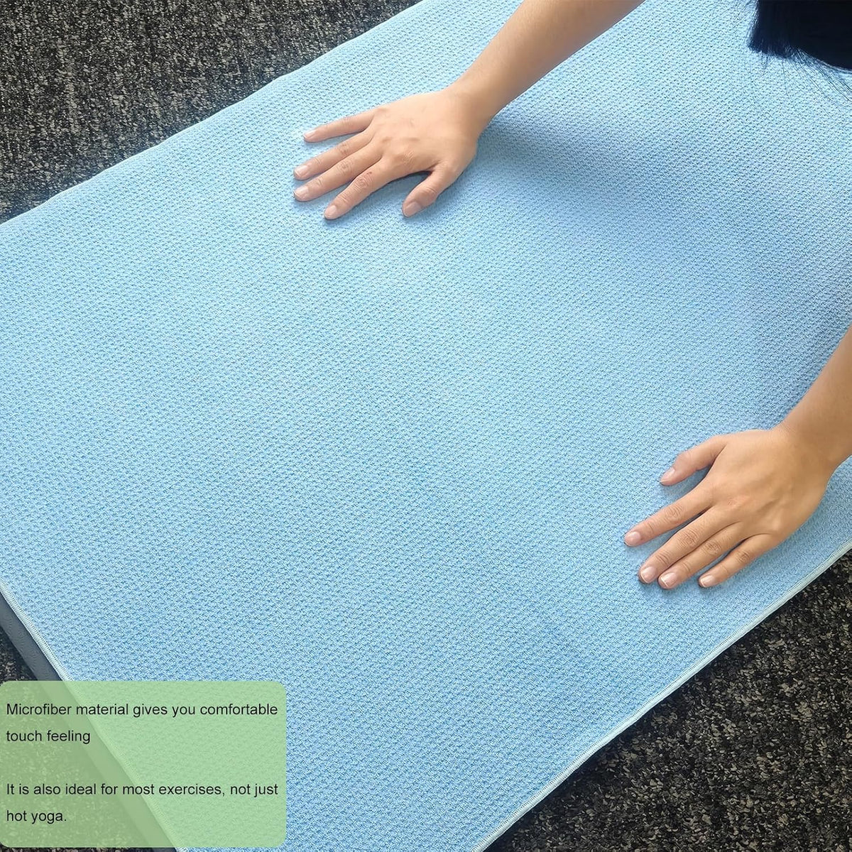 Hot Yoga Mat Towel Non Slip, Anti-Slip Silicone Grip Dot, Waffle Fiber 400GSM,72'' x 25'' Mat Size,Grippy Yoga Mat Cover Keep Mat Cleaning, Summer Workout Hot Exercise,Bikram,Pilates Sweat Absorbent