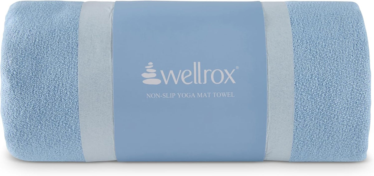 Microfiber Yoga Mat Towel with Grip – Ultra Absorbent, Super Soft, and Quick Dry Hot Yoga Towel Non Slip for Pilates, Bikram, and Fitness Workouts (74” x 26”, Blue)