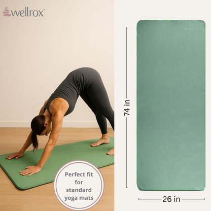 Microfiber Yoga Mat Towel with Grip – Ultra Absorbent, Super Soft, and Quick Dry Hot Yoga Towel Non Slip for Pilates, Bikram, and Fitness Workouts (74” x 26”, Blue)