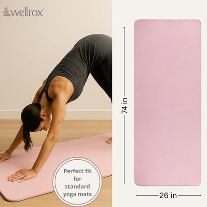 Microfiber Yoga Mat Towel with Grip – Ultra Absorbent, Super Soft, and Quick Dry Hot Yoga Towel Non Slip for Pilates, Bikram, and Fitness Workouts (74” x 26”, Blue)