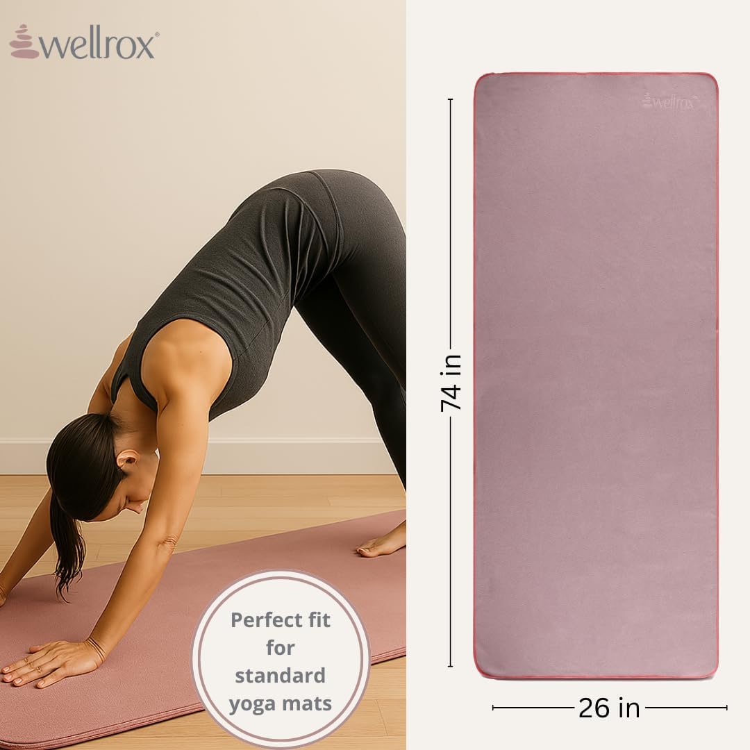 Microfiber Yoga Mat Towel with Grip – Ultra Absorbent, Super Soft, and Quick Dry Hot Yoga Towel Non Slip for Pilates, Bikram, and Fitness Workouts (74” x 26”, Blue)