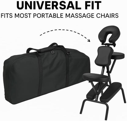 Premium Portable Massage Chair Carrying Case – Heavy-Duty Nylon Travel Bag with Zipper Closure & Dual Handles – Fits Most Folding Massage Chairs – Black