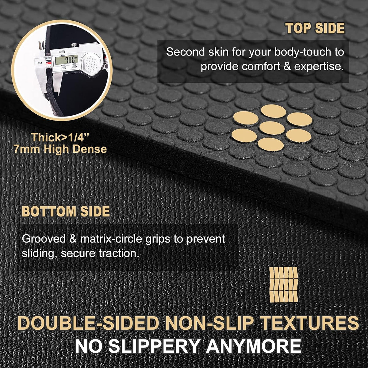 Extra Wide Large Exercise Mat 12'x7'/10'x7/8'x7(7mm)
