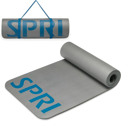 12mm Pro Fitness Matt - Thick Exercise Mat for Floor Workouts, Sit-Ups, Push-Ups, Stretching, Toning, and General Fitness - Non-Slip Texture, Cushioned, Portable Rolling Mat with Carrying Strap