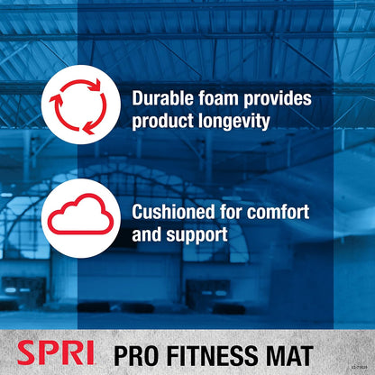 12mm Pro Fitness Matt - Thick Exercise Mat for Floor Workouts, Sit-Ups, Push-Ups, Stretching, Toning, and General Fitness - Non-Slip Texture, Cushioned, Portable Rolling Mat with Carrying Strap