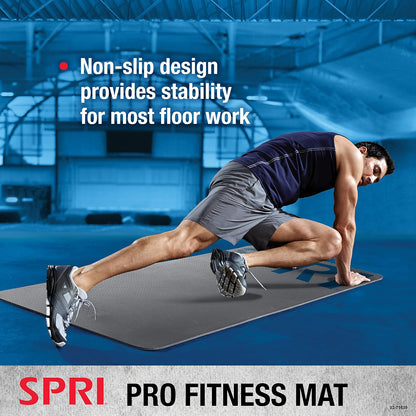 12mm Pro Fitness Matt - Thick Exercise Mat for Floor Workouts, Sit-Ups, Push-Ups, Stretching, Toning, and General Fitness - Non-Slip Texture, Cushioned, Portable Rolling Mat with Carrying Strap