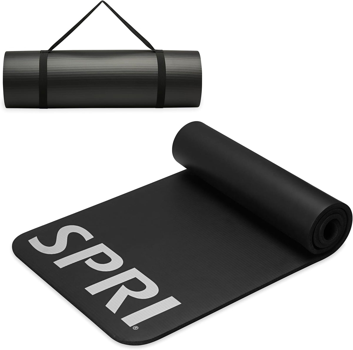 12mm Pro Fitness Matt - Thick Exercise Mat for Floor Workouts, Sit-Ups, Push-Ups, Stretching, Toning, and General Fitness - Non-Slip Texture, Cushioned, Portable Rolling Mat with Carrying Strap