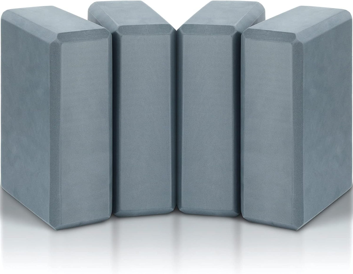 4 Pack Foam Yoga Blocks, Soft EVA Exercise Block Non Slip Grey