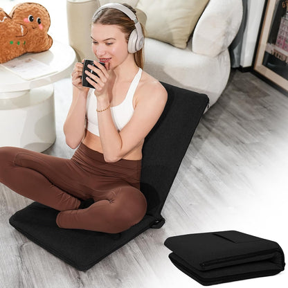 Adjustable Floor Chair with Back Support Foldable Meditation Seat, Coffee | 14-Position Adjust, 330lbs Weight Capacity, Washable Cover, Sturdy Bearings, Ground Seat for Adults, Portable for Meditation