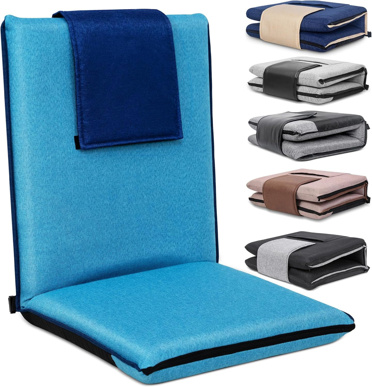 Adjustable Floor Chair with Back Support Foldable Meditation Seat, Coffee | 14-Position Adjust, 330lbs Weight Capacity, Washable Cover, Sturdy Bearings, Ground Seat for Adults, Portable for Meditation