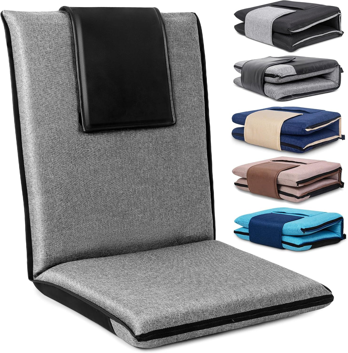 Adjustable Floor Chair with Back Support Foldable Meditation Seat, Coffee | 14-Position Adjust, 330lbs Weight Capacity, Washable Cover, Sturdy Bearings, Ground Seat for Adults, Portable for Meditation