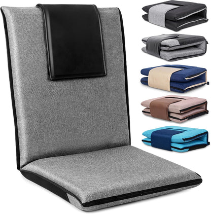Adjustable Floor Chair with Back Support Foldable Meditation Seat, Coffee | 14-Position Adjust, 330lbs Weight Capacity, Washable Cover, Sturdy Bearings, Ground Seat for Adults, Portable for Meditation