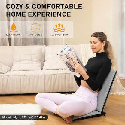 Adjustable Floor Chair with Back Support Foldable Meditation Seat, Coffee | 14-Position Adjust, 330lbs Weight Capacity, Washable Cover, Sturdy Bearings, Ground Seat for Adults, Portable for Meditation