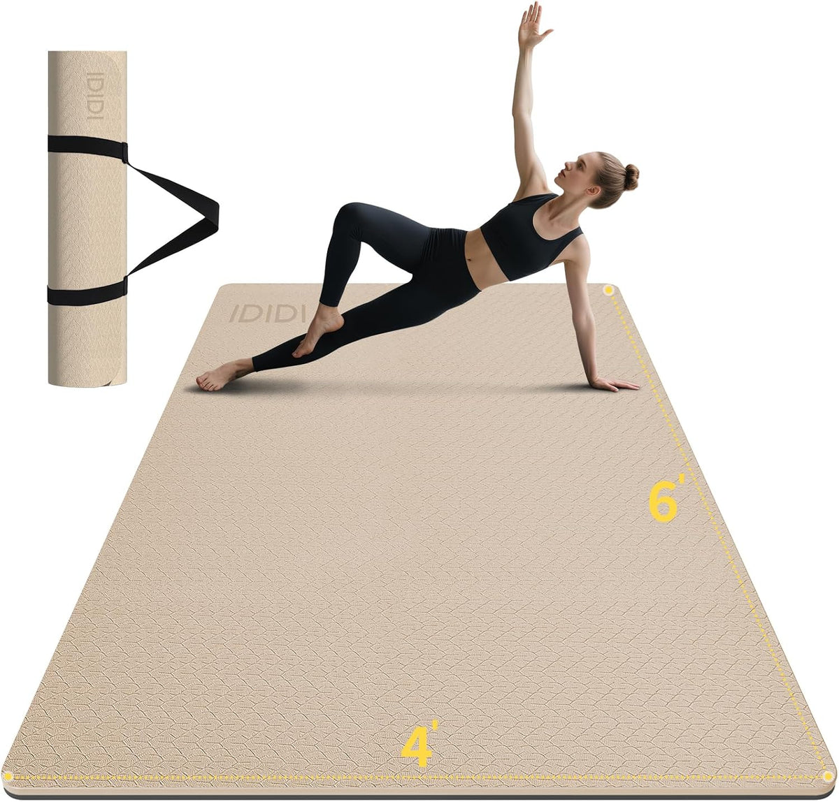 Large Yoga Mat (6'x4') – 8mm & 10mm Thick