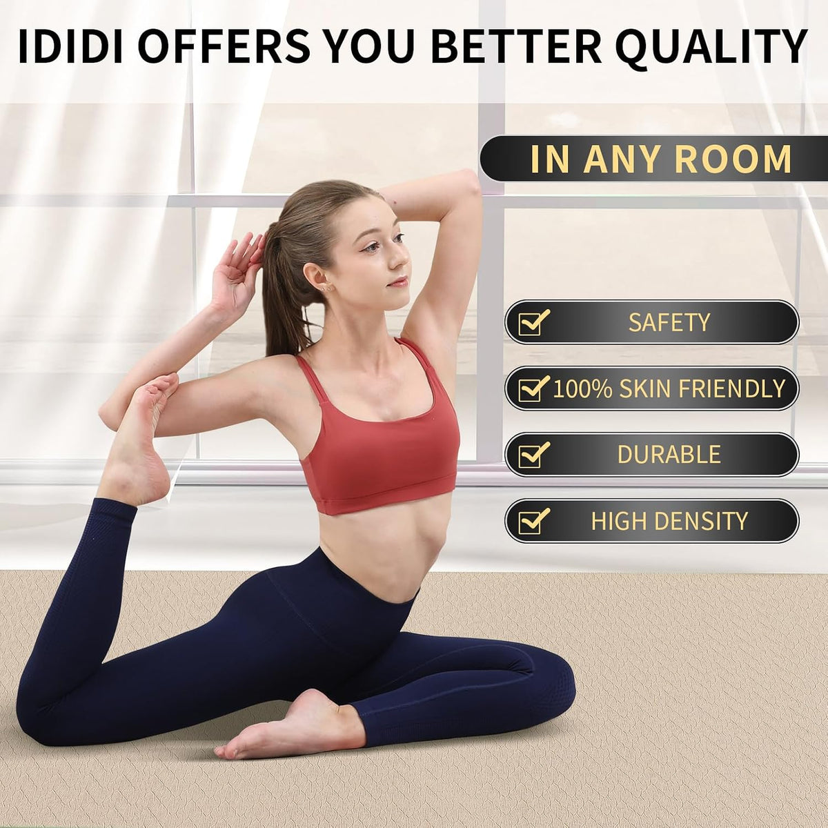 Large Yoga Mat (6'x4') – 8mm & 10mm Thick