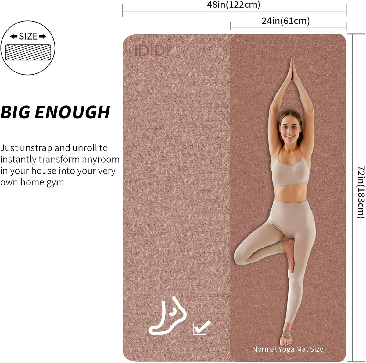 Large Yoga Mat (6'x4') – 8mm & 10mm Thick