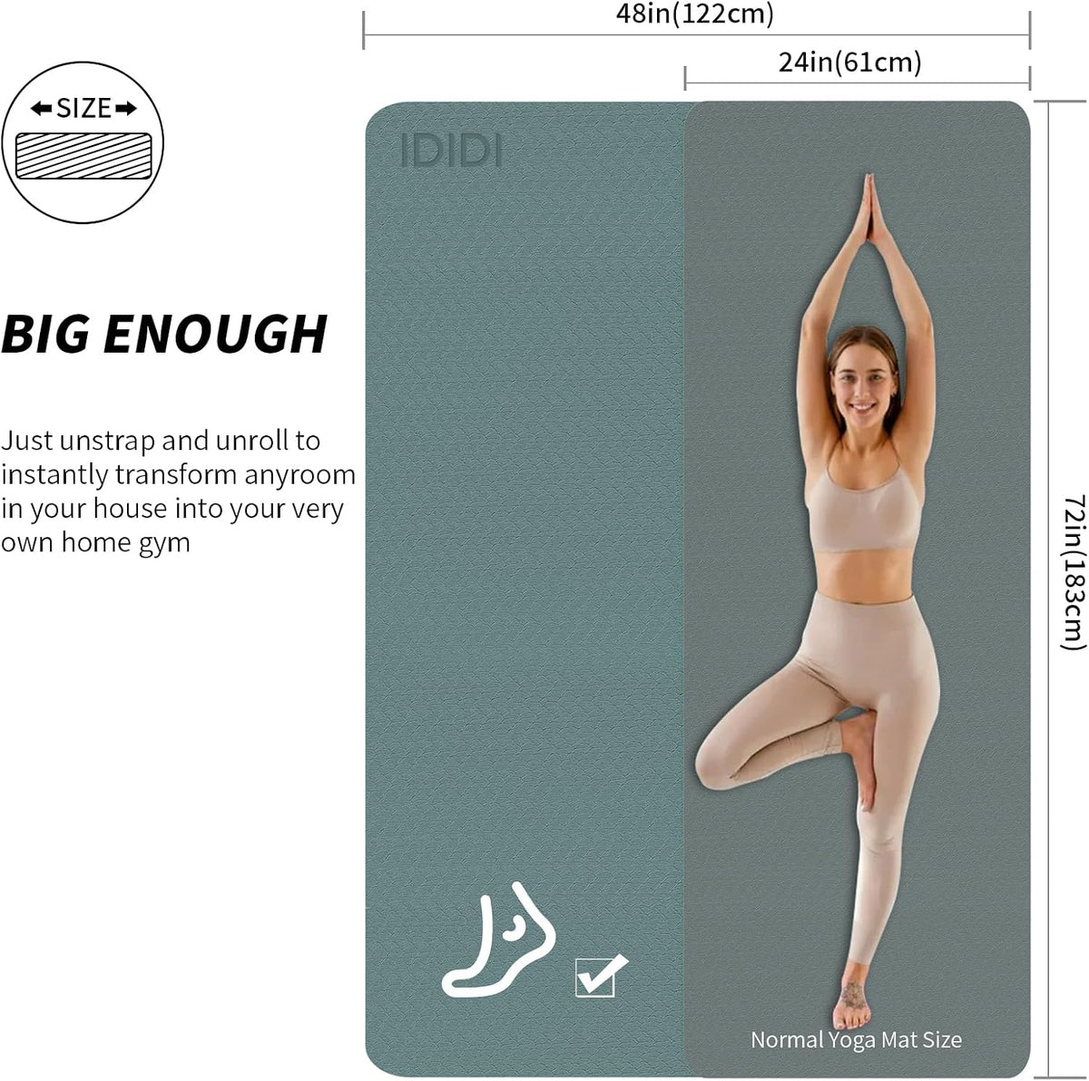 Large Yoga Mat (6'x4') – 8mm & 10mm Thick