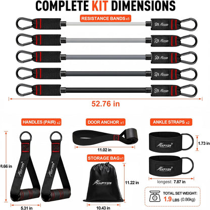 Resistance Bands with Handles, 150 lb Exercise Bands for Home Workout