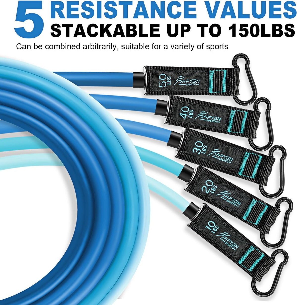 Resistance Bands with Handles, 150 lb Exercise Bands for Home Workout