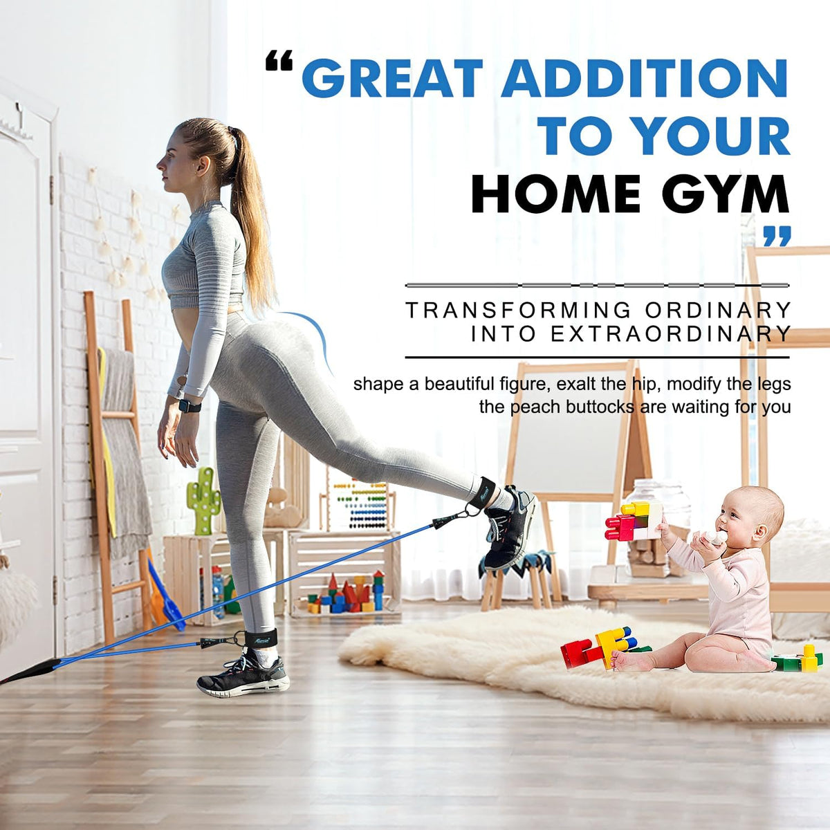 Resistance Bands with Handles, 150 lb Exercise Bands for Home Workout