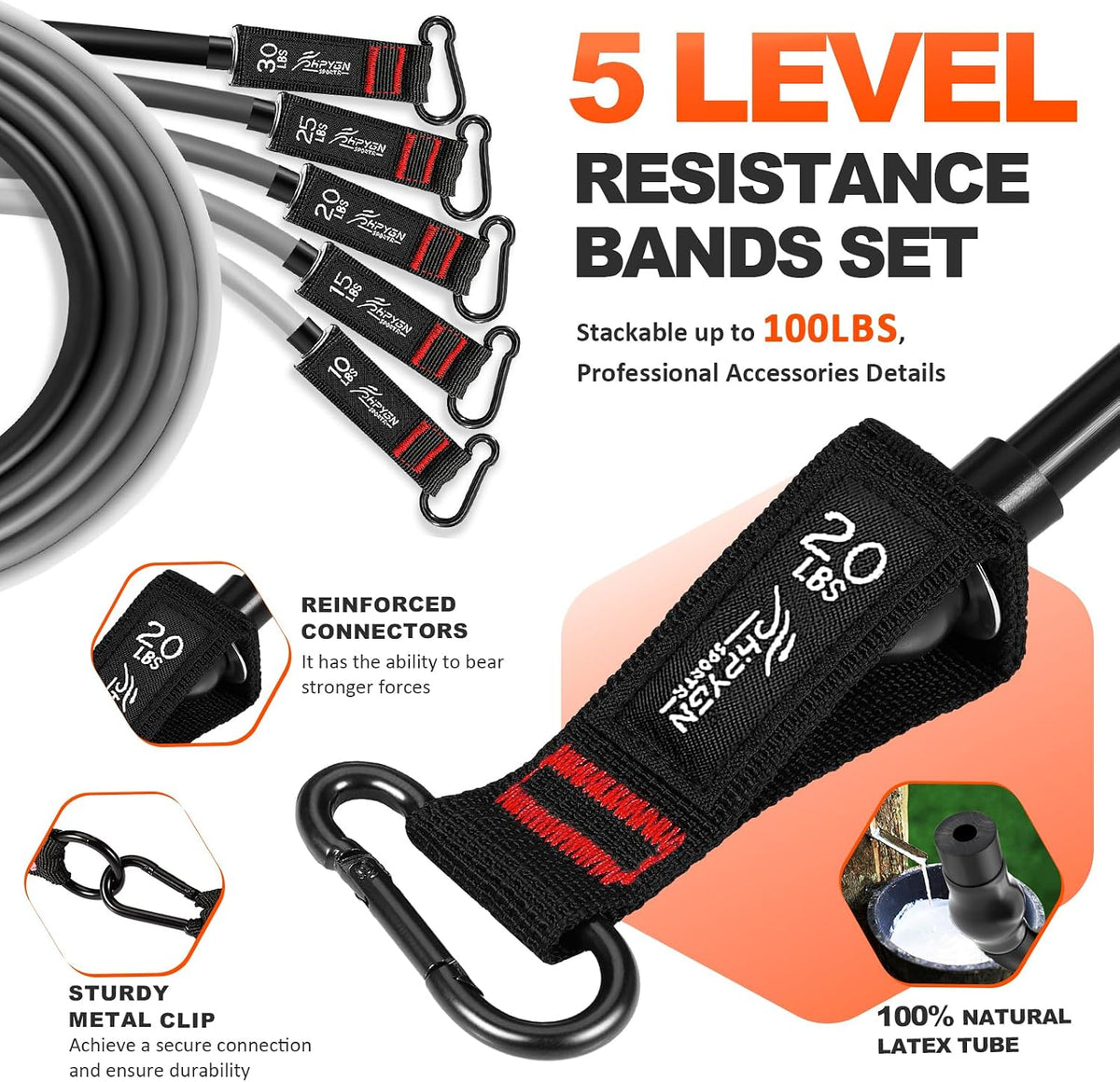 Resistance Bands with Handles, 150 lb Exercise Bands for Home Workout
