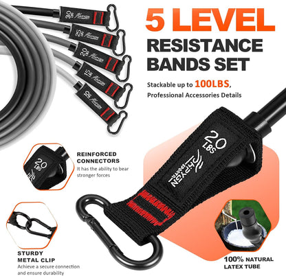 Resistance Bands with Handles, 150 lb Exercise Bands for Home Workout