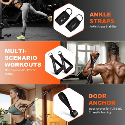 Resistance Bands with Handles, 150 lb Exercise Bands for Home Workout