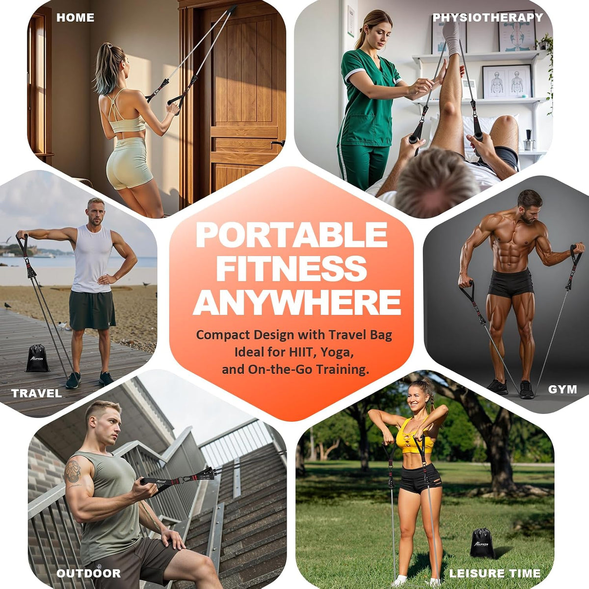 Resistance Bands with Handles, 150 lb Exercise Bands for Home Workout